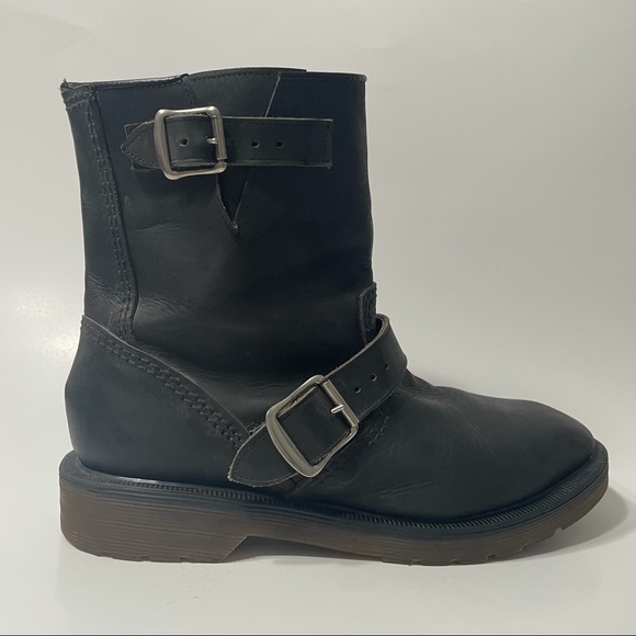 Rare Vintage Dr. Martens Motorcycle Boots Buckles Made in England 5 Black - Picture 5 of 15